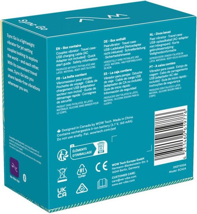 Actual product image We-Vibe Sync Go Remote Control Rechargeable Clitoral and G-Spot Vibrator (Blue)
