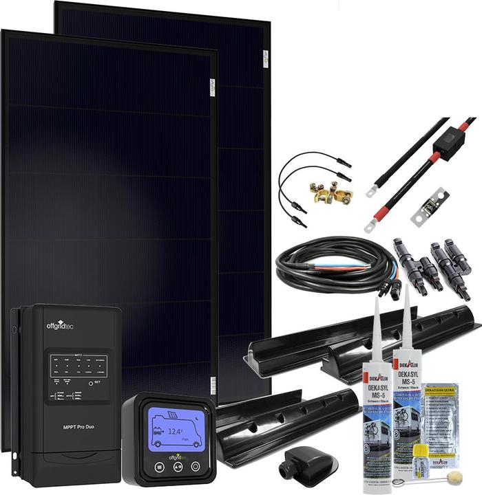 Offgridtec MobileBlack M 200W Wohnmobil Solaranlage 30A MPPT DUO Laderegler OLP PERC Solarmodul (200 W)