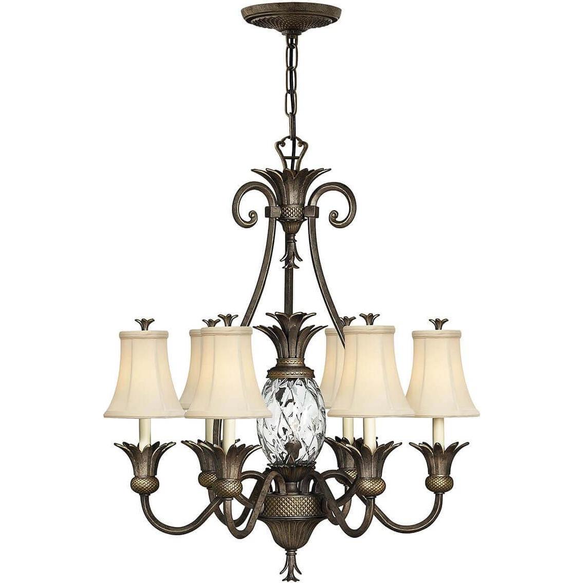 Elstead Lighting, Kronleuchter, Plantation Kronleuchter E14 7-fach Perle Bronze (71.10 cm)