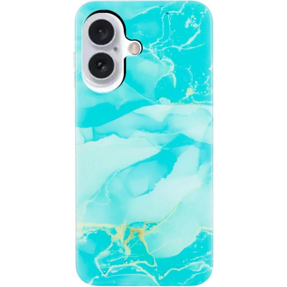 Cover-Discount iPhone 16 - Cover Handyhülle Marble (Apple iPhone 16), Smartphone Hülle, Türkis