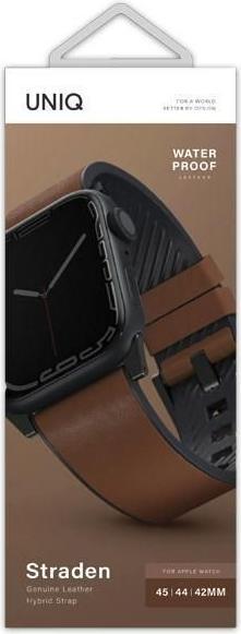 Immagine prodotto Uniq pasek Straden Apple Watch Series 1/2/3/4/5/6/7/8/SE/SE2/Ultra 42/44/45/49mm. Pelle ibrida Str (45 mm, 44 mm, 42 mm, 49 mm, Silicone, Ecopelle)