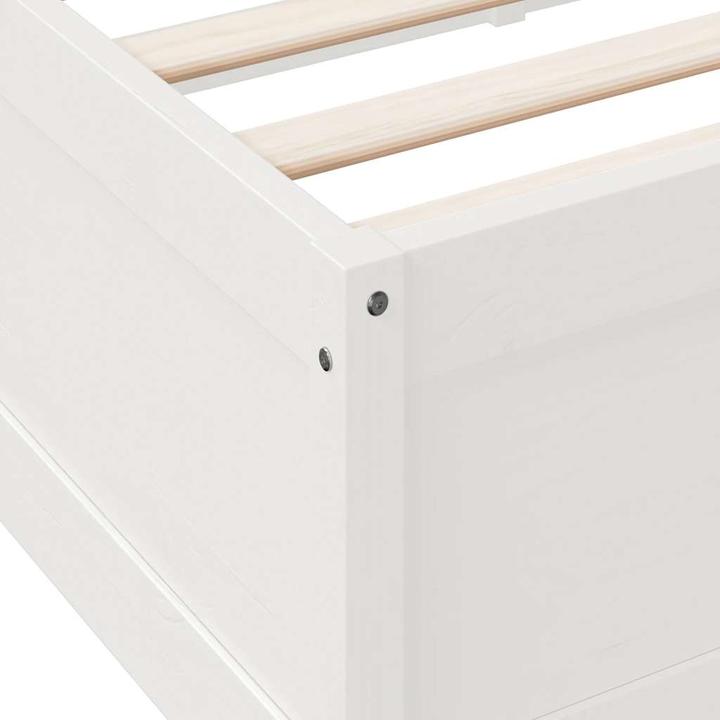 Produktbild vidaXL Massivholzbett mit Regal ohne Matratze Weiss 180x200 cm Kiefer (180 x 200 cm)