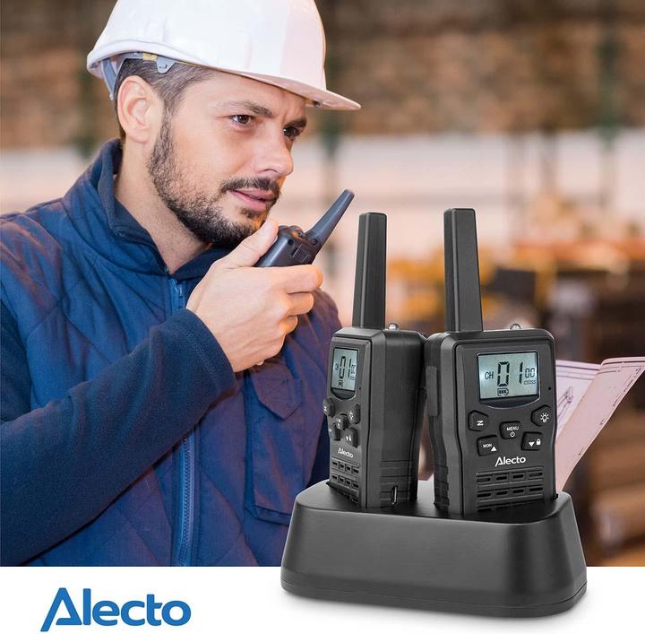 Actual product image Alecto Walkie-Talkie Set | 2 Handsets | Bis zu 10 km | Frequenzkanäle: 8 | PTT / VOX | 24 h Standby (10 km)