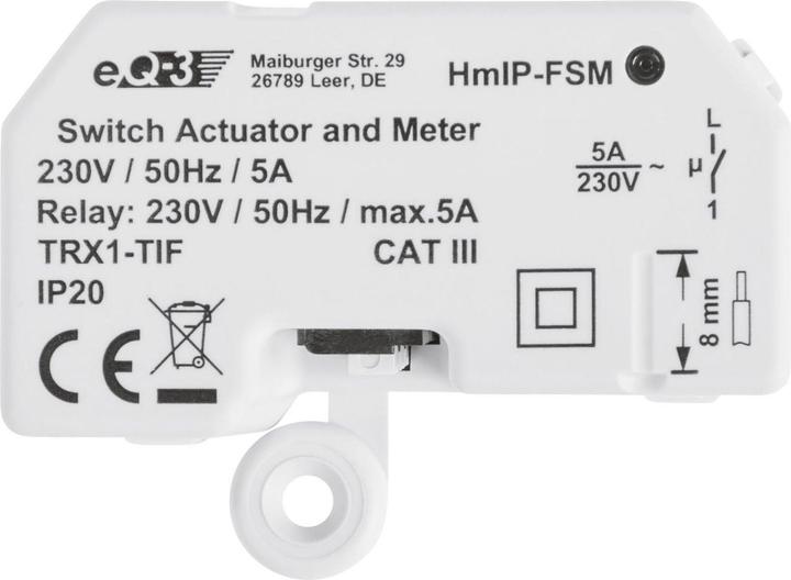 Actual product image Homematic IP Switch-measurement actuator - flush-mounted (Switch actuator)