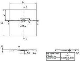 Actual product image Villeroy & Boch V&B Shower tray SQUARO INFINITY square 900x900x40mm stone white