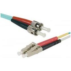 Exertis Connect LWL Patchkabel Eco, 50/125 µm, OM3-Faser, LC Duplex Stecker/ST Duplex Stecker, aqua, 1,0 m UPC UPC-S (LS...