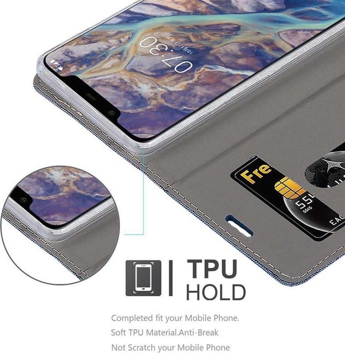 Produktbild Cadorabo Book Jeans Optik Cover (Nokia 7.1 Plus)