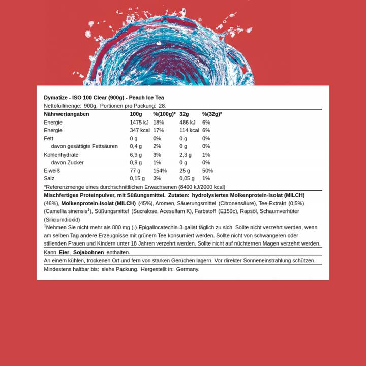 Produktbild Dymatize ISO100 Clear Whey (Peach Iced Tea, 1 Stk., 900 g)