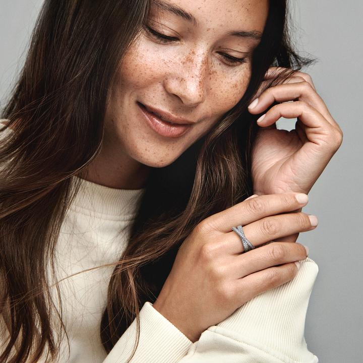 Image du produit Pandora Timeless Pavé Bague croisée double bande (52, Argent 925)