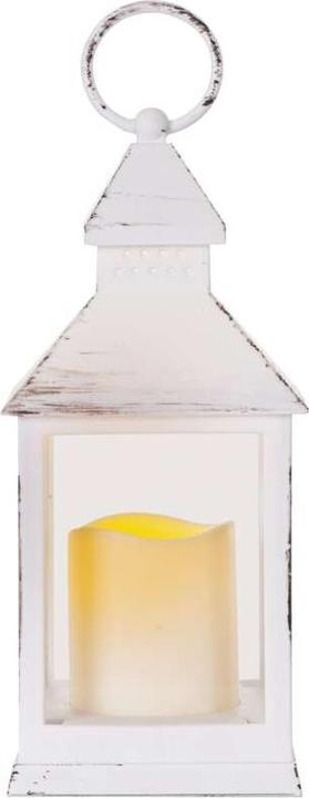 Produktbild Emos LED Dekoration – Laterne antik weiss blinkend, 3x AAA, Innen, Vintage, Timer