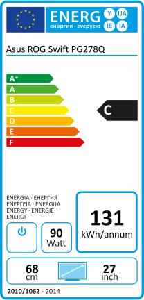 Energie-Label ASUS ROG Swift PG278Q (2560 x 1440 Pixel, 27")