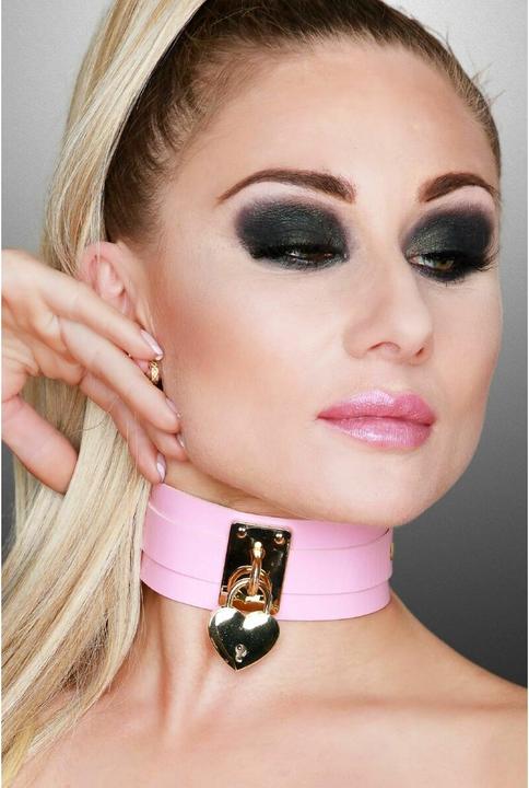 Image du produit Kinky Diva heart lock & key collar rose/or