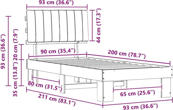 Image du produit vidaXL Bettrahmen (90 x 200 cm)