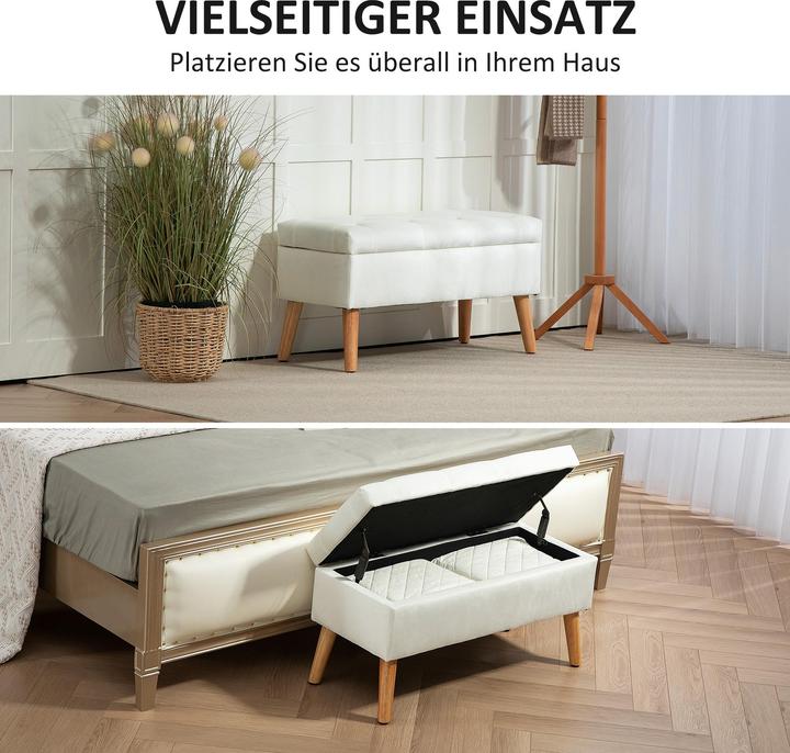 Image du produit Homcom Sitzbank Polyester, Schaumstoff Weiss (80 cm)