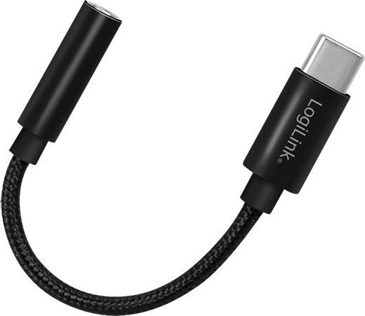 Produktbild LogiLink Cable USB-C to 3.5mm 0,13m Black (USB Typ C, 3.5mm Klinke)