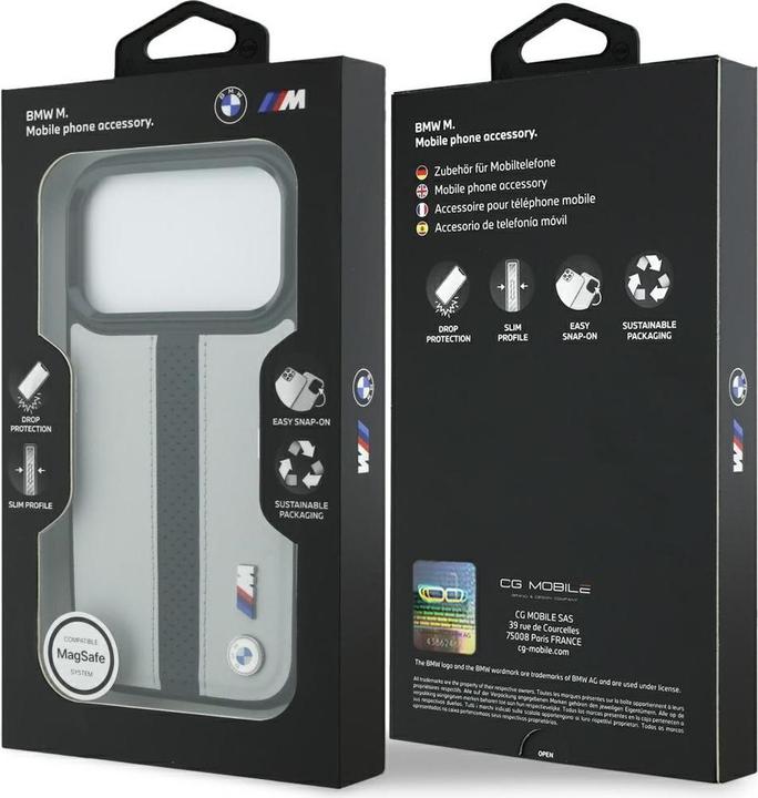 Immagine prodotto BMW Case M Perforated Stripe Logo MagSafe for iPhone 17 Pro gray (Apple iPhone 17 Pro)