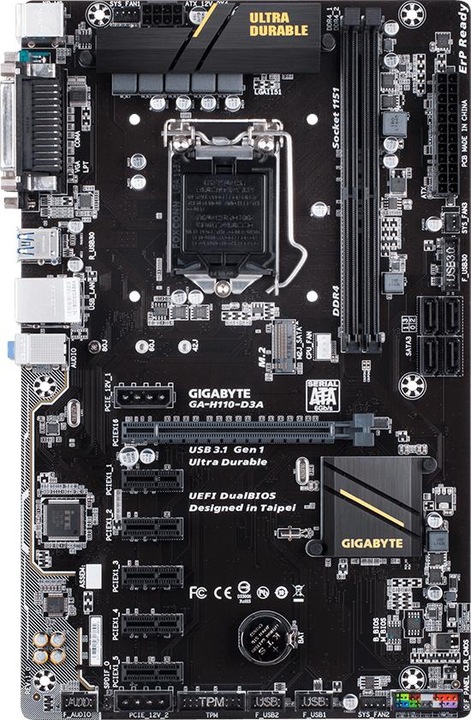 Gigabyte H110-D3A Bitcoin Edition (LGA 1151, Intel H110, ATX)