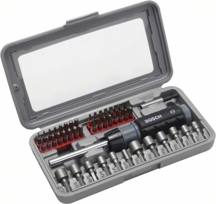 Produktbild Bosch Zubehör Titan-Schraubendreher-Set 46 Stück(e) (Innensechsrund TX M10, Innensechsrund TX M15, Innensechsrund TX M20, Innensechsrund TX M30, Kreuz Phillips PH M1, Kreuz Phillips PH M2, Innensechsrund TX M27, Innensechsrund TX M40, Kreuz Phillips PH M0, Kreuz Pozidriv PZ M1, Kreuz Pozidriv PZ M3, Kreuz Pozidriv PZ M0, Sechskant (hexagonal) M2)