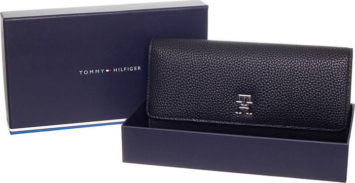 Produktbild Tommy Hilfiger Damen Portemonnaie TH Emblem Large Flap Wallet Gross, Schwarz (Black), Einheitsgrösse
