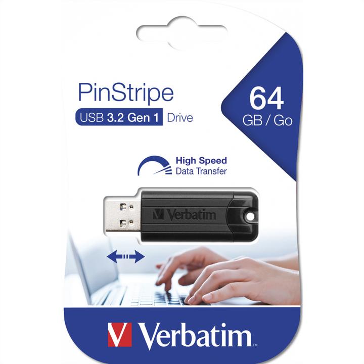 Image du produit Verbatim Clé USB PinStripe (64 Go, USB-A)
