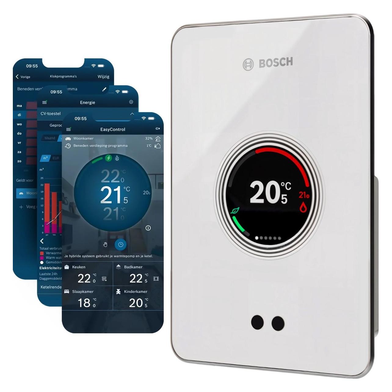 Bosch Hausgeräte Junkers CT200 Slimme W-Lan Regelaar EasyControl Touchscreen, App, Thermostaat, Wit