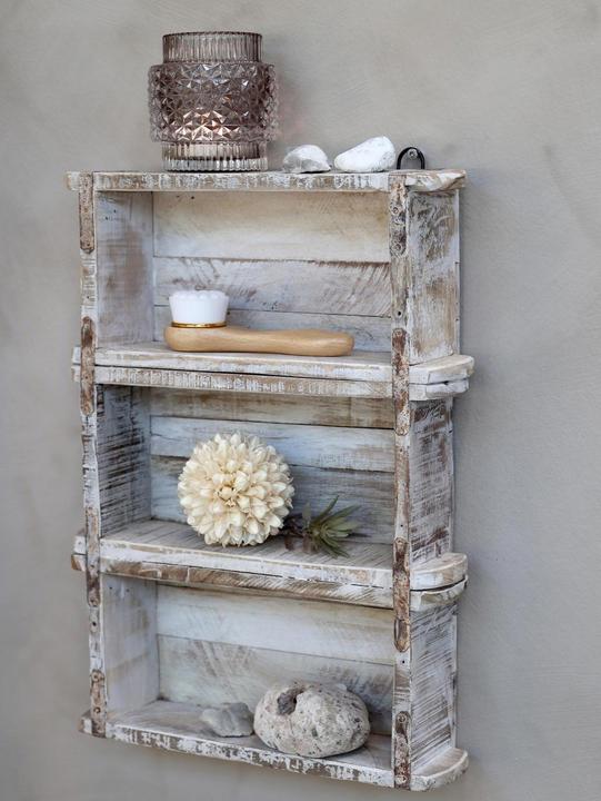 Immagine prodotto Chic Antique Scaffale a muro a forma di vecchio mattone, bianco (9 x 30 x 45 cm)
