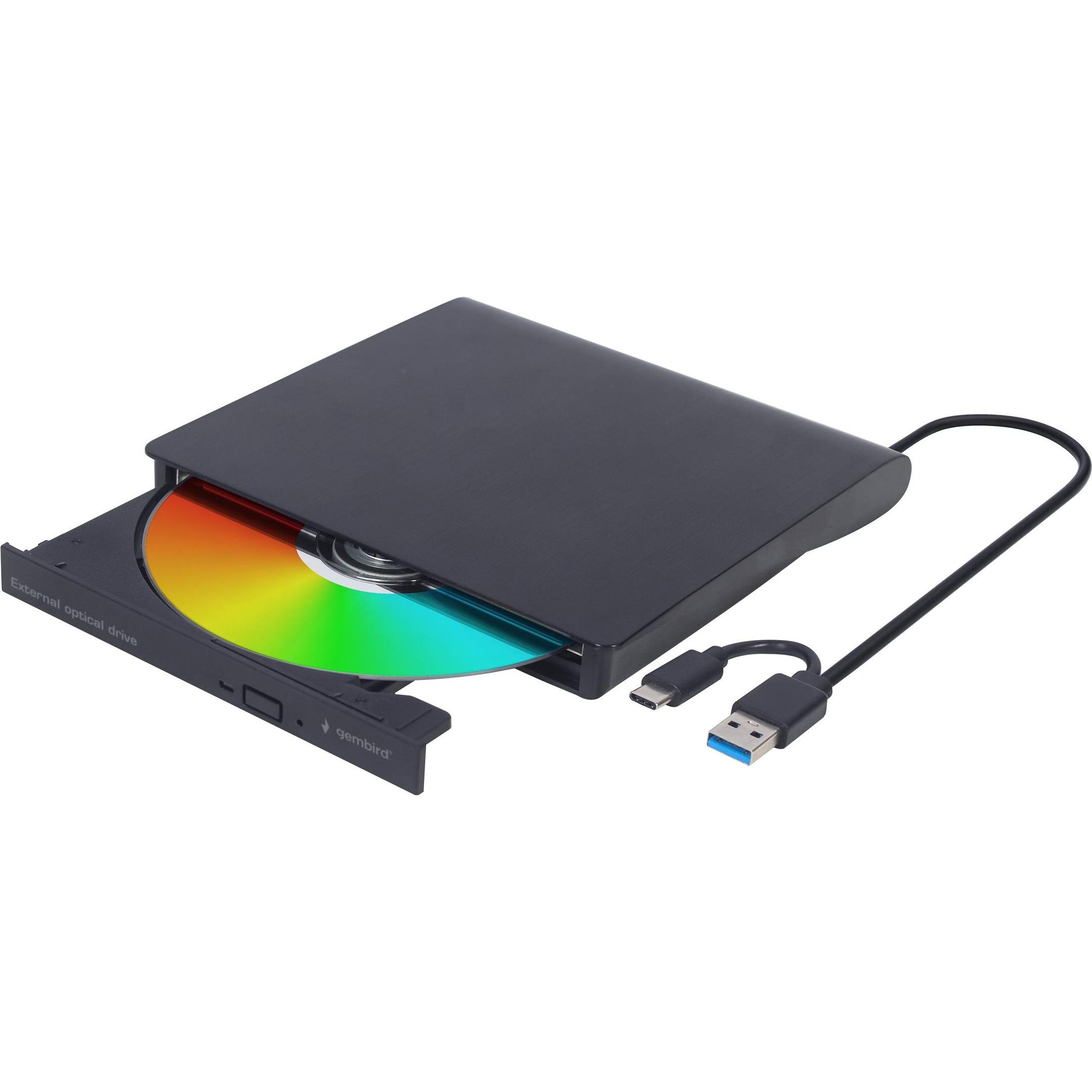 Gembird External USB DVD drive (Masterizzatore DVD, Masterizzatore CD), Unità disco ottico, Nero