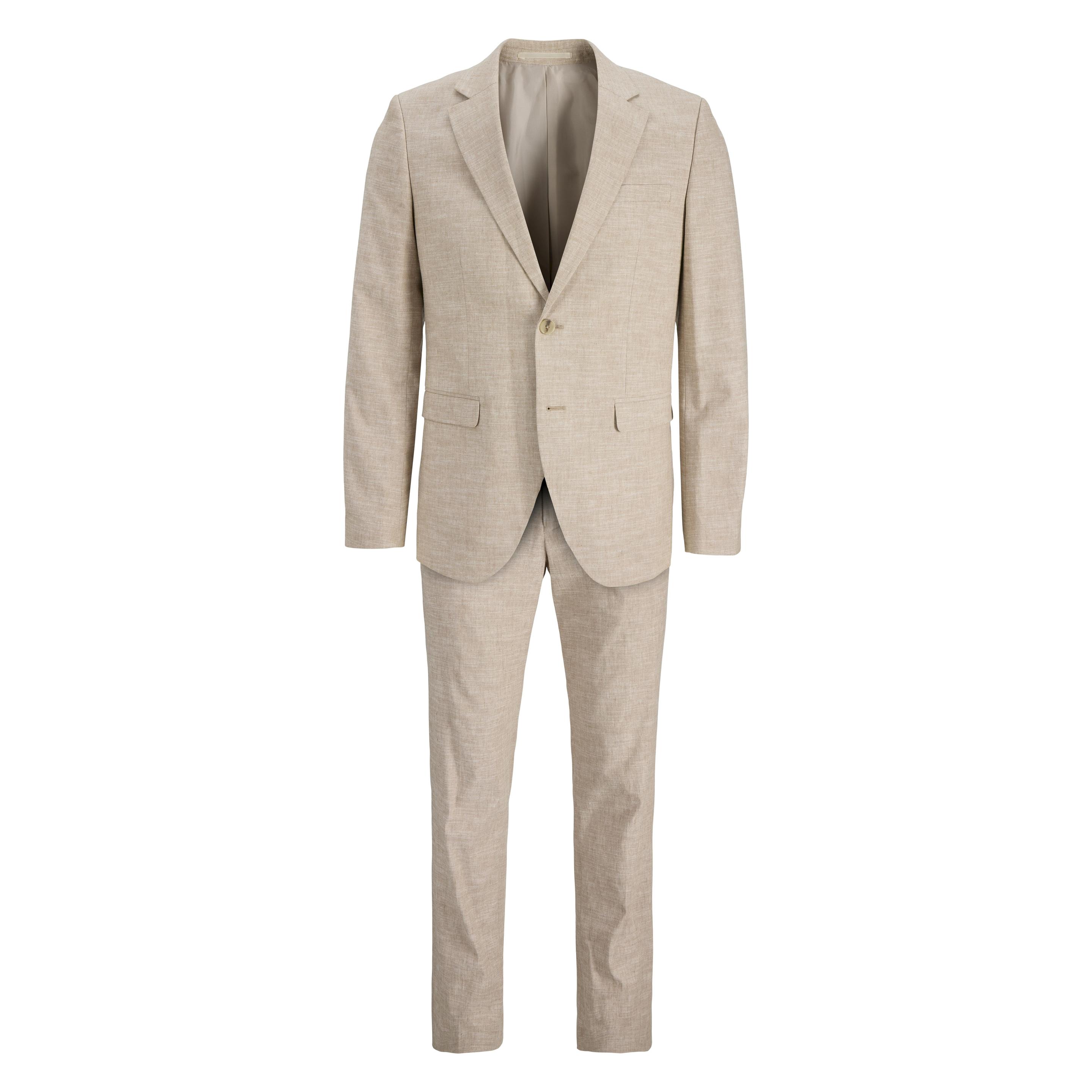 Jack & Jones, Mannen, Pak, Jprriviera Slim Fit Anzug Einreihiger Blazer Und Hose, Beige, (56)
