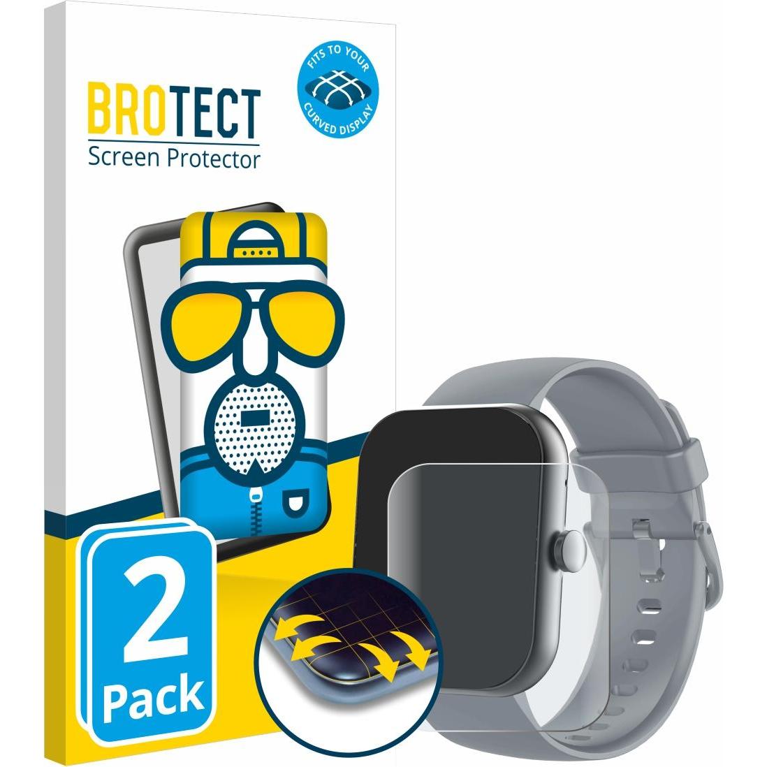 BROTECT Fullscreen Schutzfolie Displayschutz Folie Matt Entspiegelungsfolie, Smartwatch Schutzfolie, Grau