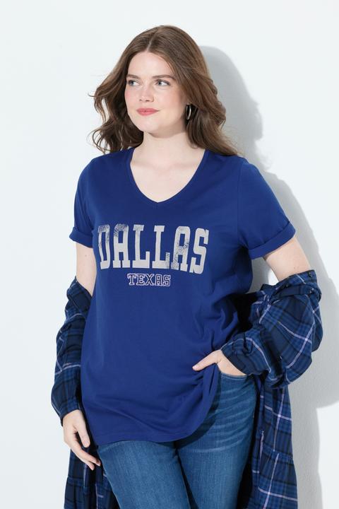 Immagine prodotto Ulla Popken T-shirt dal taglio svasato con stampa con scritta, scollo a girocollo e mezze maniche (56)