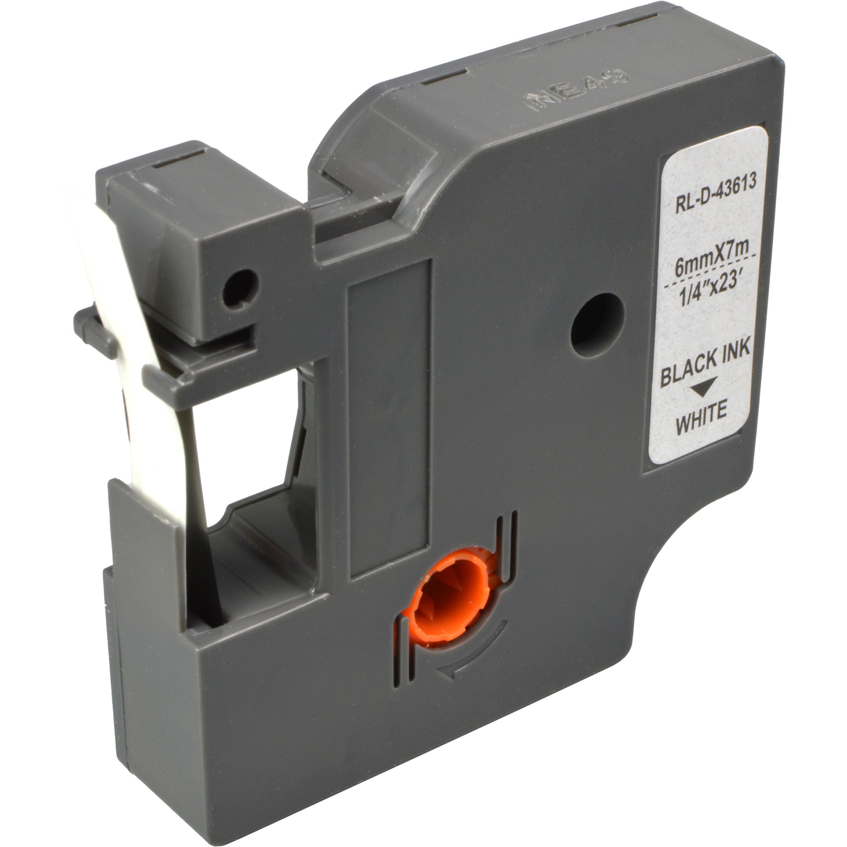 Ampertec, Beschriftungsband, Label Band kompatibel zu Dymo 43613 schwarz auf weiss 6mm x 7m (0.60 cm, Schwarz)