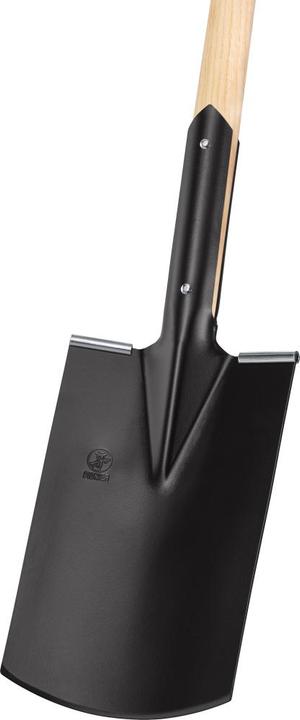 Produktbild Idealspaten PIONIER-Bauspaten Gärtner Form schwarz pulverbeschichtet mit Tritt Eschen-T-Stiel 85 cm