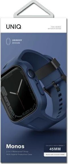 Produktbild Uniq pasek Monos 2in1 Apple Watch Strap + Case Series 4/5/6/7/8/SE/SE2 44/45mm. niebieski/marine blu (45 mm, 44 mm, Kunststoff, PC, TPU)