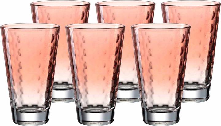 Actual product image Leonardo Drinking glass Optic Pastel 300 ml, 6 pieces, Red (0.20 l, 6 x)