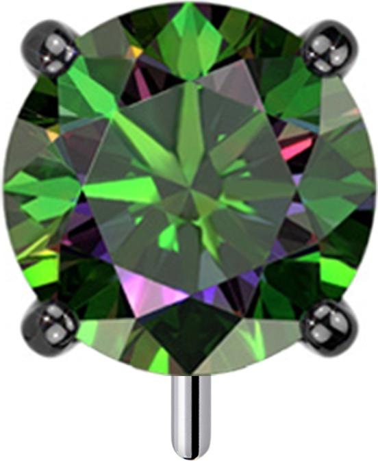 Actual product image Star Piercing Threadless black thick front set with dark multicolour crystal (without brass, Titanium G23)