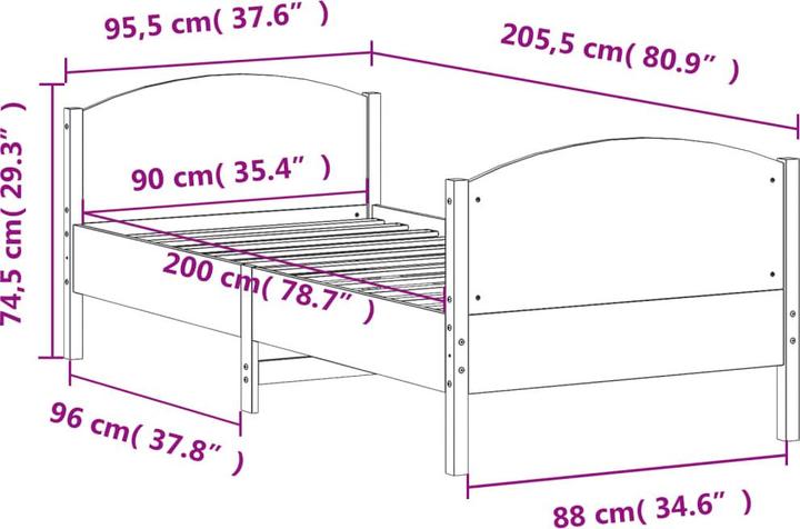 Image du produit vidaXL Bettgestell (90 x 200 cm)