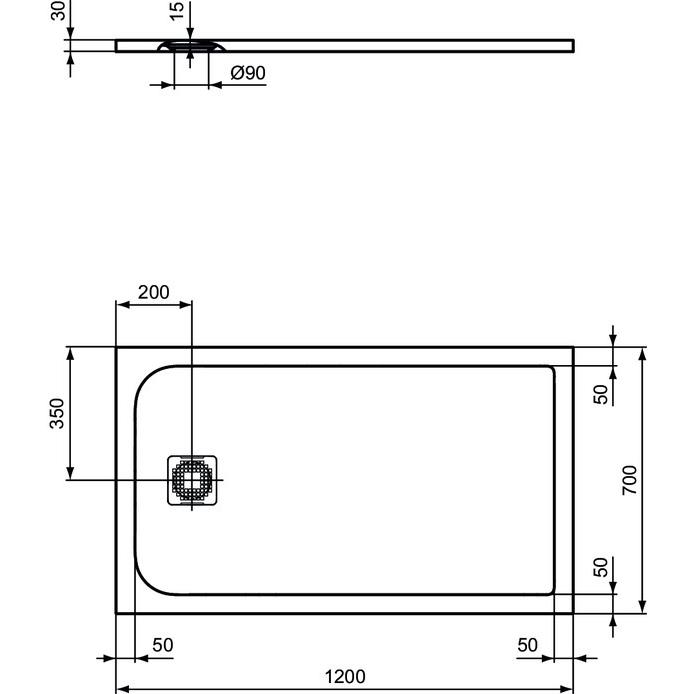 Thumbnail - Ideal Standard, Duschwanne, Ultra Flat S Rechteck-Brausewanne 1200x700mm K8221