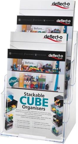 Image du produit Deflecto Porte-brochures, DIN A4 vertical, 4 compartiments, transparent (A4)