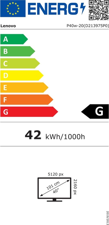Energie-Label Lenovo ThinkVision P40w-20 (5120 x 2160 Pixel, 40")