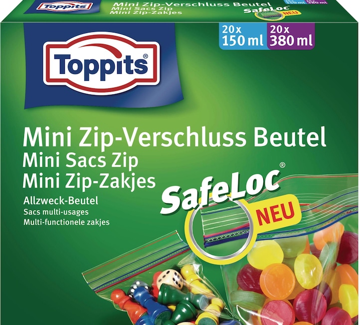 Toppits Mini Zip-Verschluss Beutel 20 x 150ml +380ml (40 x)