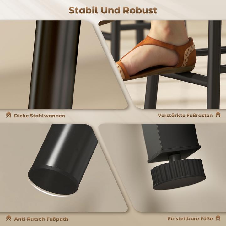Image du produit Homcom Bartisch Set MDF, Stahl Grau (121,5 x 40 x 122 cm)