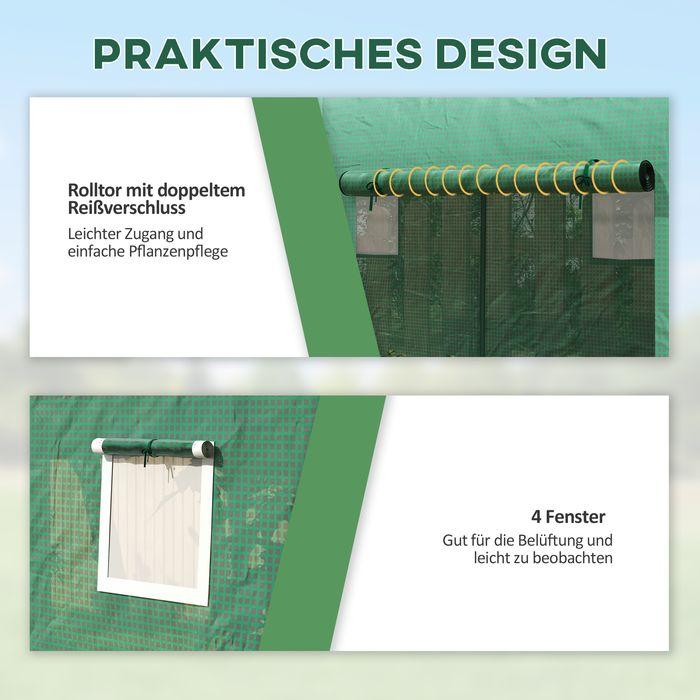 Actual product image Swisshandel24 Foliengewächshaus 300x100x200 cm, 4 Fenster, 2 Türen aus PE-Kunststoff und Stahl