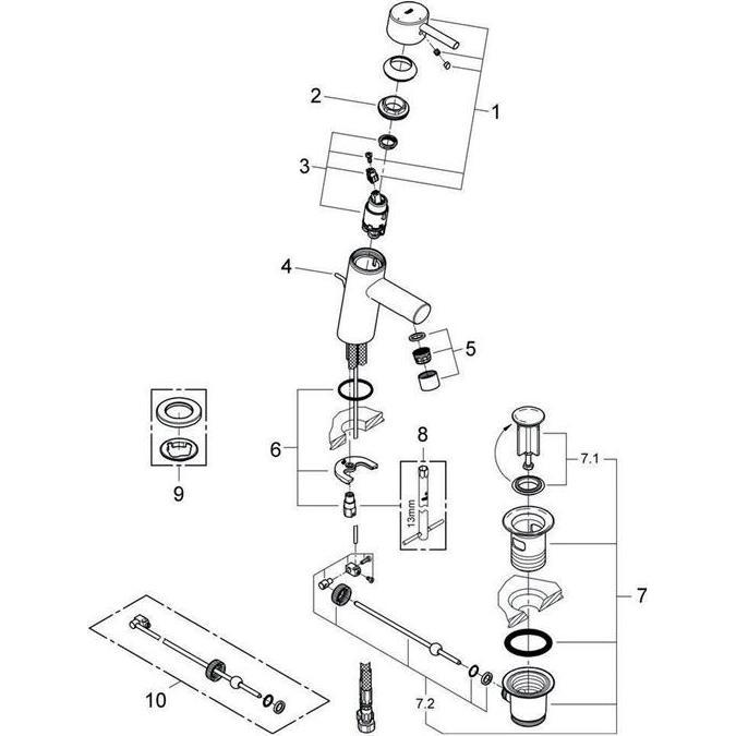 Thumbnail - Grohe, Badarmatur, EH-WTbatt CONCETTO 1/2" S-Size ZAG chr