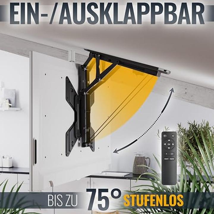 Produktbild Ricoo Elektrisch inklapbarer Plafondhalter für Fernseher bis 30 kg mit VESA 400x400 mm (Decke, 55", 30 kg)