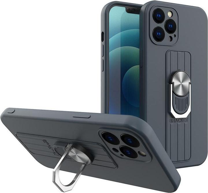 Actual product image Hurtel Ring Case silicone case with finger grip and stand for Xiaomi Redmi 10X 4G / Xiaomi Redmi Note 9 dar (Xiaomi Redmi 10X, Xiaomi Redmi Note 9)