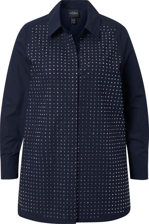 Image du produit Ulla Popken Chemisier évasé avec strass, col chemise et manches longues (58)