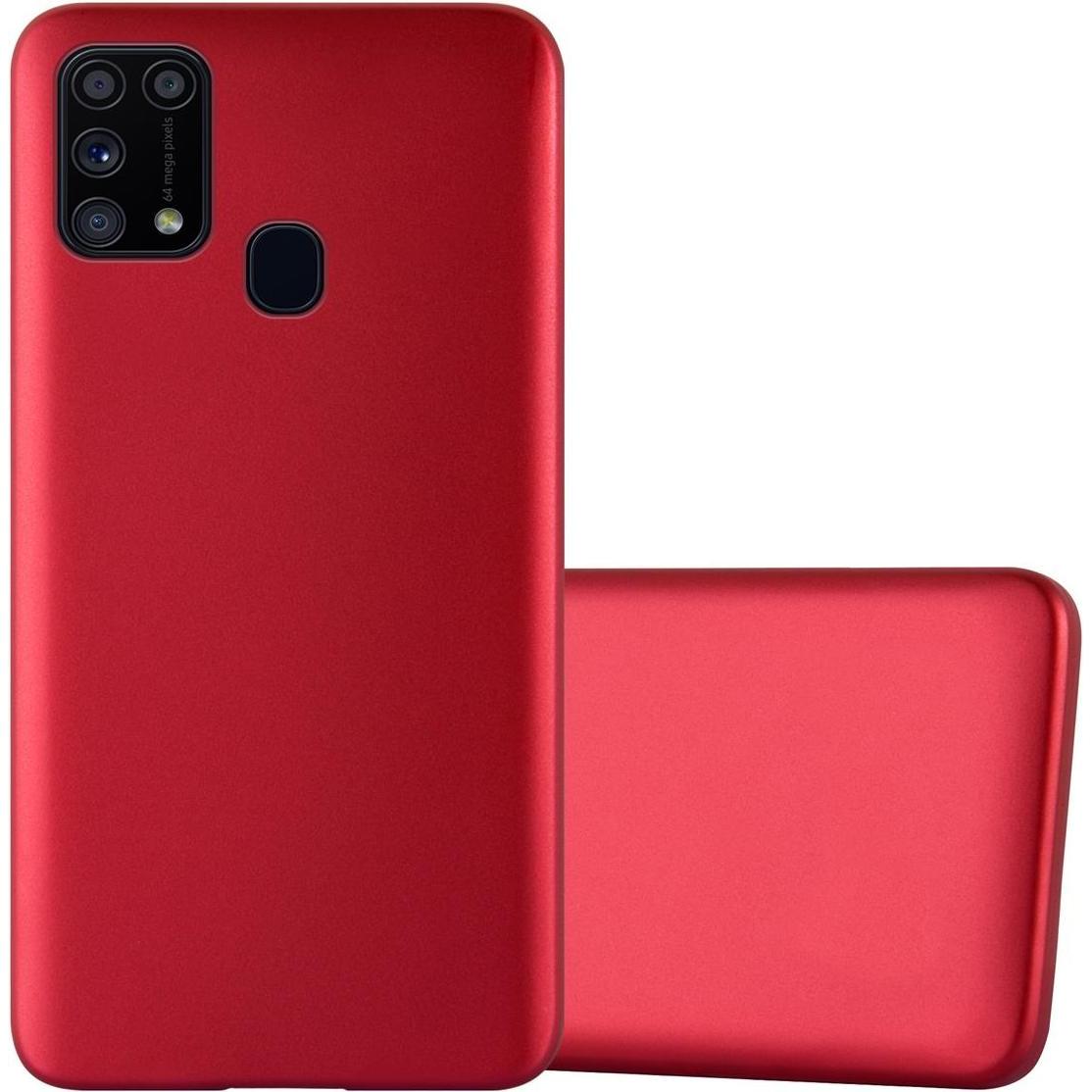 Cadorabo TPU Matt Metallic Cover (Samsung Galaxy M31), Smartphone Hülle, Rot