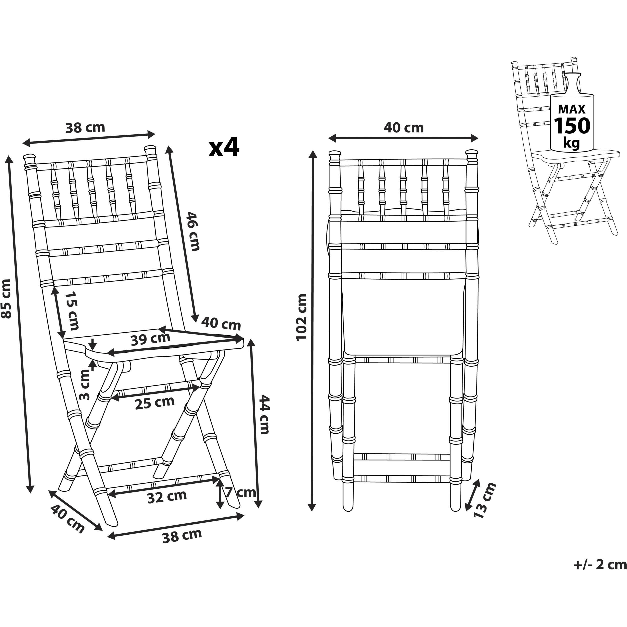 Thumbnail - Beliani, Stühle, Esszimmerstuhl Buchenholz silber 4er Set klappbar MACHIAS