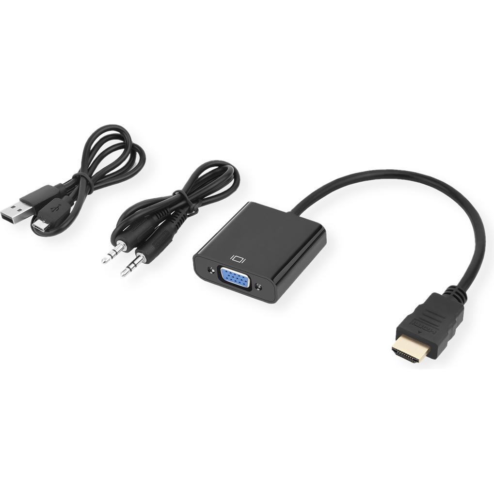 Secomp STANDARD Adapterkabel HDMI zu VGA+3,5mm-Audio (Stereo) (23 cm), Adattatore dati + video, Nero