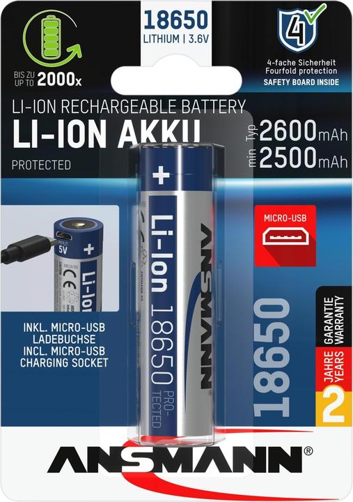 Ansmann Li-Ion 18650 (1 Stk., 18650, 2600 mAh)
